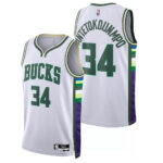 ست تاپ و شلوارک لباس بسکتبال میلواکی باکس سفید NBA Milwaukee Bucks Basketball Jerseys