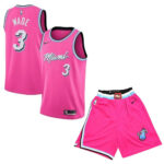 ست تاپ و شلوارک لباس بسکتبال میامی هیت سرخابی NBA Miami Heat Basketball Jerseys