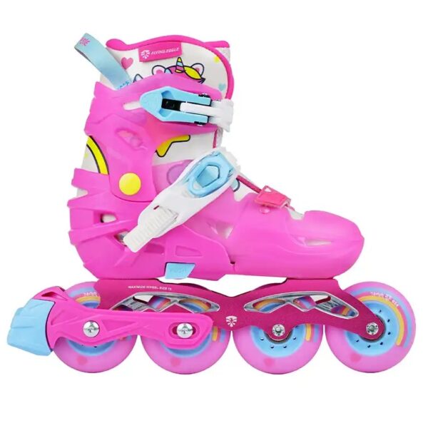 کفش اسکیت متغیر بچگانه فلایینگ ایگل S6 pro مشکی + لوازم (2) کفش اسکیت متغیر آموزشی تک شاخ یونیکورن بچگانه دخترانه زنانه Flying eagle S6 Pro