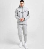 ست سویشرت گرمکن شلوار مردانه زنانه نایکی تک فلیس اورجینال طوسی NIKE Tech 005