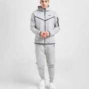 ست سویشرت گرمکن شلوار مردانه زنانه نایکی تک فلیس اورجینال طوسی NIKE Tech 005